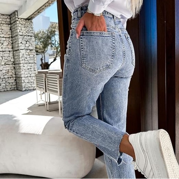 Abercrombie & Fitch The Mom High Rise 23 | 000 Curve Love Raw hem - Picture 1 of 10